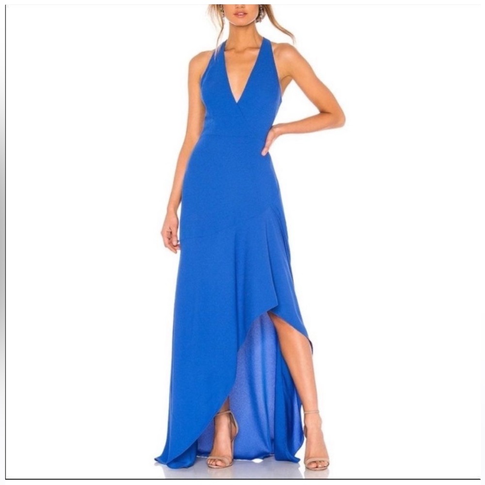 NWT BCBGMAXAZRIA Sleeveless Halter Maxi Dress Evening Gown True Blue. Size 10